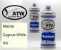 Preview: Mazda, Cygnus White, HS: 400ml Sprühdose + 400ml Klarlack - Set, von ATW Autoteile West.